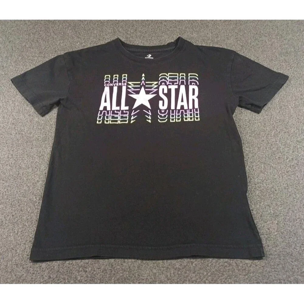 Converse All Star Girls Size L Graphic Black T-shirt